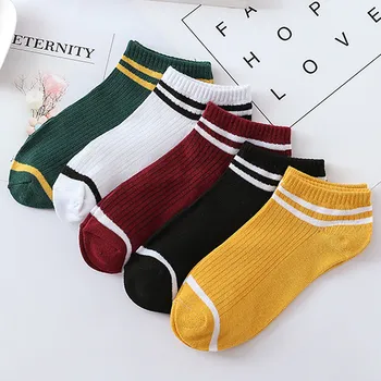 

2019 New Spring 1Pair Women Socks Harajuku Unisex Fashion Cotton Casual Striped Short Ankle Socks W5.9