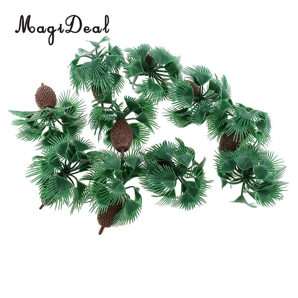 MagiDeal 10Pcs Plastic 1/100 Scale Palm Tree Model Train Railway Railroad Scenery Miniature Scene DIY Model Building Props 6cm