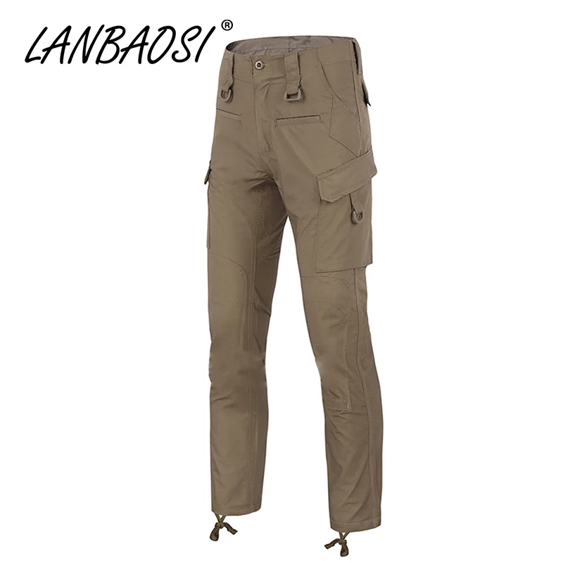 LANBAOSI pánské bojové kalhoty příležitostné kamo armáda vojenské taktické kalhoty pracovní nákladní kalhoty více kapes nepromokavé plus velikost