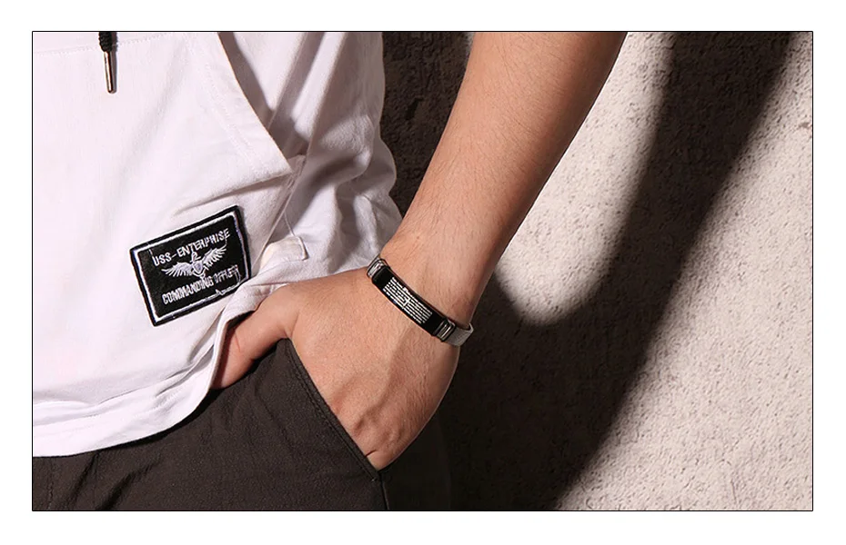 Meaeguet Stainless Steel Cross Bible Charm Bracelet Wristband For Men Adjustable Watch Bands Bracelet Christian Jewelry (2)