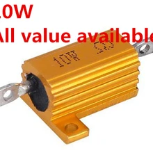 Комплект из 2 предметов, 10W 12R 15R 18R 20R 22R 27R 30R алюминиевый Мощность металлический корпус чехол с проволочной обмоткой резистор, 12, 15, 18, 20, 22, 27 30 Ом 10 Вт 5