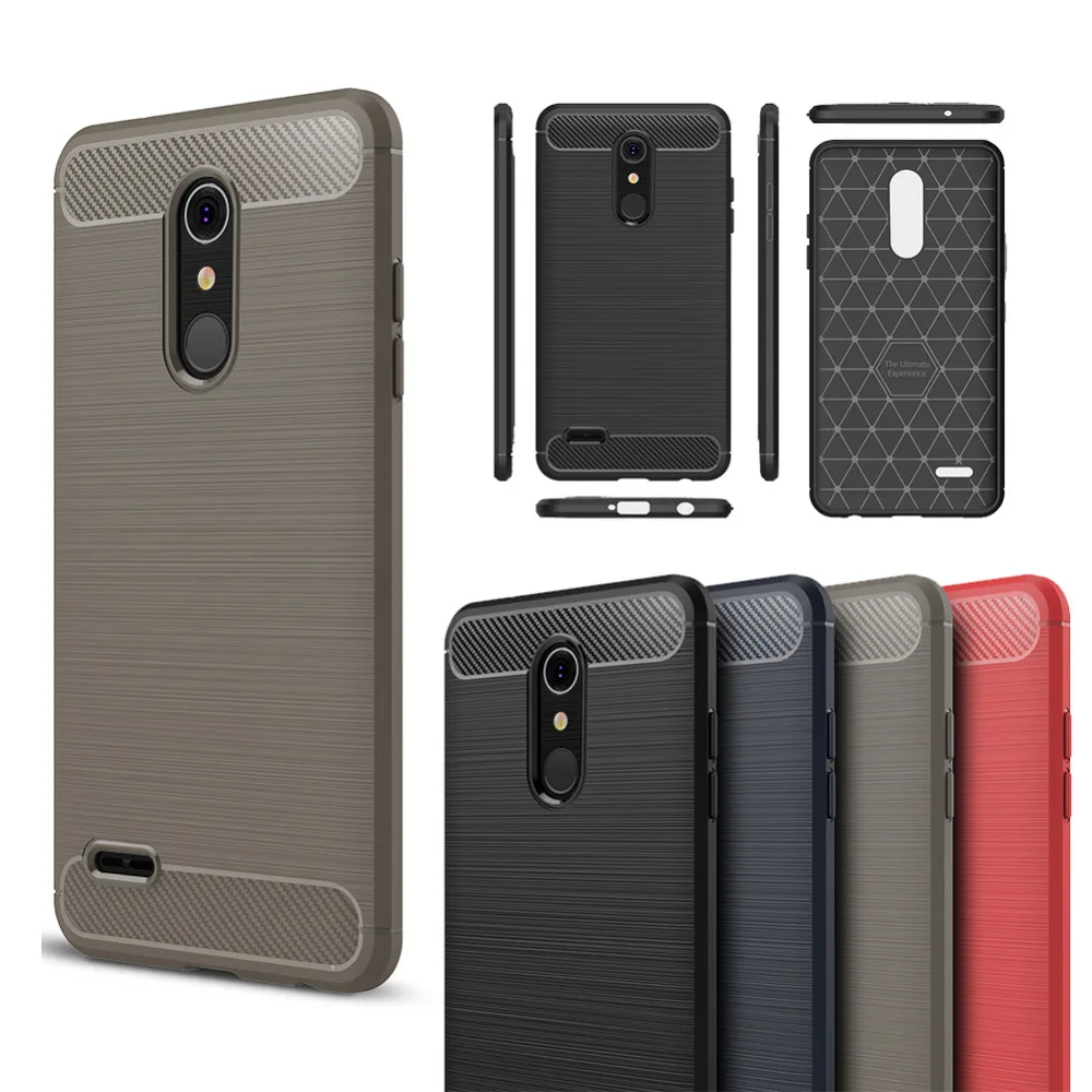 Мягкий силиконовый чехол для LG K10 (2018) телефона углеродного волокна Гибкая TPU