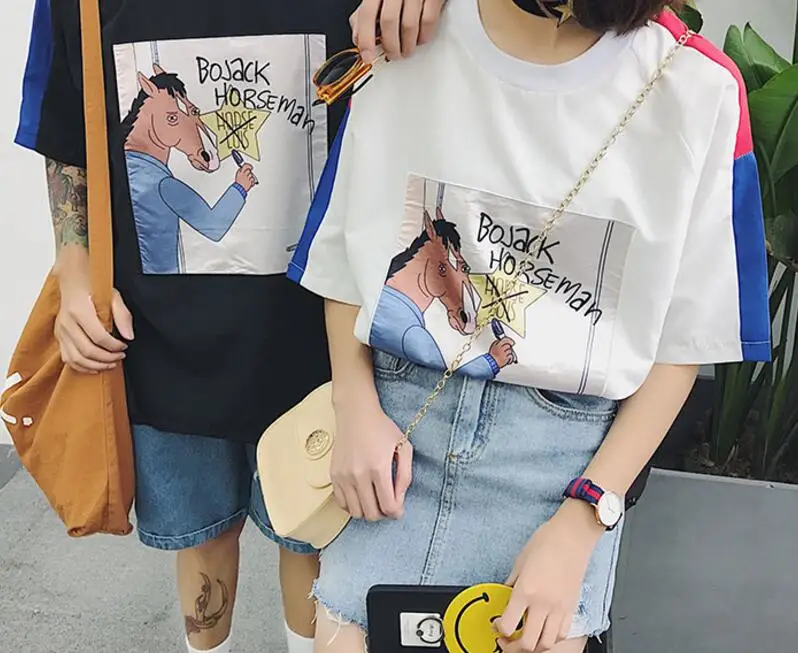 Новая коллекция Весенняя Повседневная футболка для пар модная Harajuku Ulzzang в