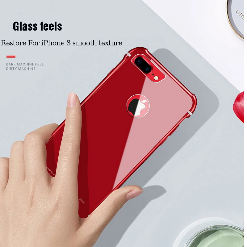 Роскошный Vpower для iPhone 8 Plus алюминиевая рамка + чехол из закаленного стекла