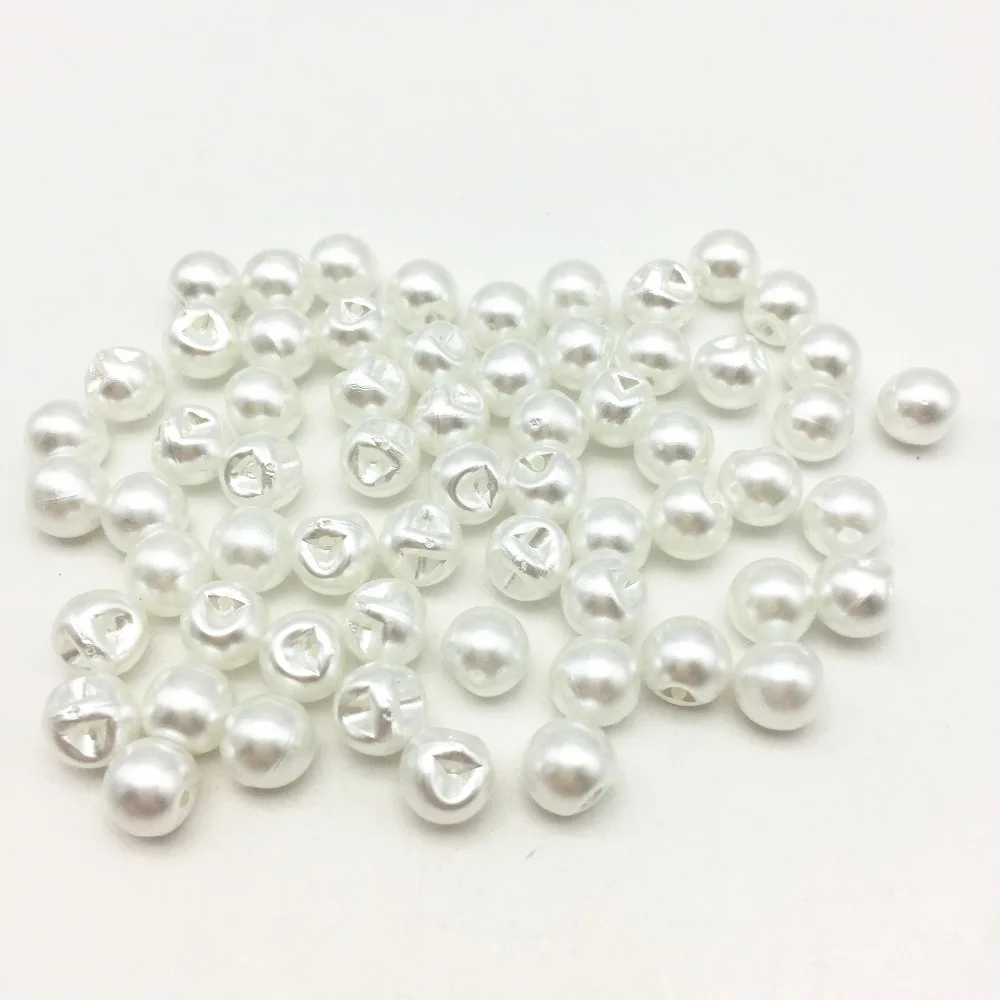 

100pcs White Pearls 8mm Round Ball Buttons Sewing Garment Accessories Baby Fancy Dress Button Jewelry Making