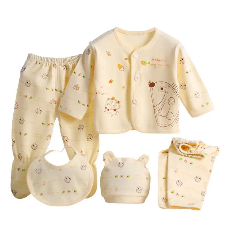 

Newborn Baby 0-3M Burr Armored Cotton Five-Piece Suit Brand Baby Boy Girl Clothes 100% Cotton Cartoon Underwear