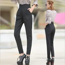 Latest последние женские шаровары 2019 весна новые офисные OL Стиль лепестки высокая талия тонкие брюки Модные женские тонкие брюки