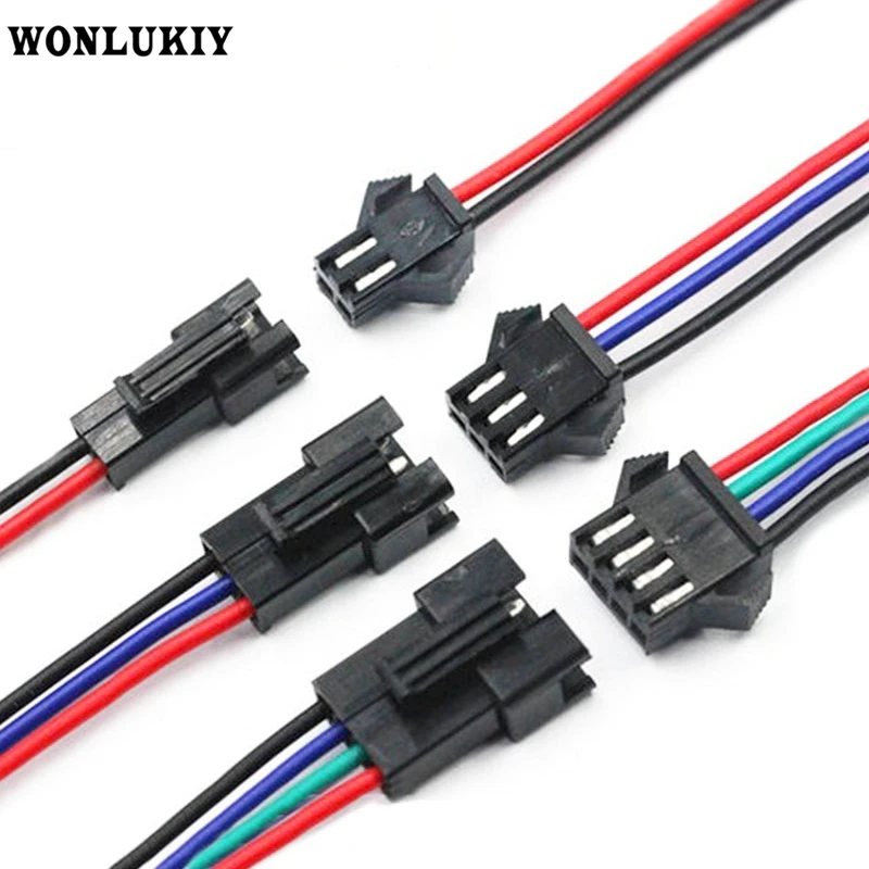 10 100 пар 2pin/3pin/4pin/5pin SM разъем JST Мужской и Женский Соединительный кабель для 5050 3528