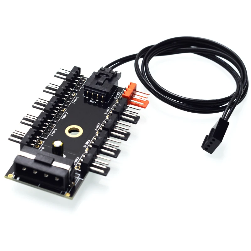 2018 Black PC 1 to 10 4Pin Molex Cooler Cooling Fan Hub Splitter Cable PWM 12V 4Pin Power Supply Adapter For Mining