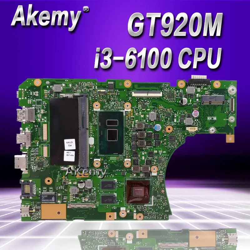 Akemy X556UJ i3-6100 CPU GT920M 2 GB N16V-GM-B1 4 GB RAM اللوحة REV 2.0 ل ASUS X556UJ X556UV اللوحة المحمول