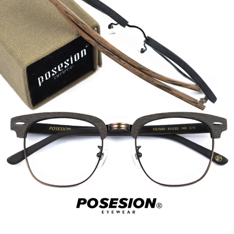 

POSESION Optical Eyeglasses Frame Men Women Retro Computer Eye Glasses Spectacle Frame For Clear Lens Male Female Eyewear PS7090
