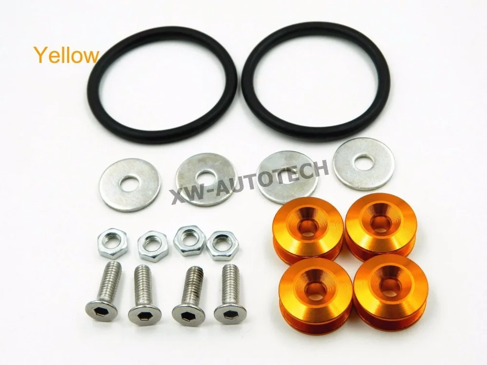 4Pcs Yellow Quick Release Fasteners Bolt Kit Lid M6 Car Accessories JDM