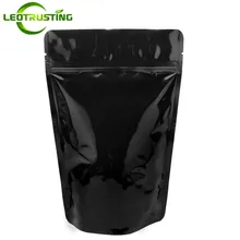 Фотография 30pcs Stand up Glossy Black Foil Ziplock Bag Gloss Doypack Coffee Beans Packaging Bag Machine Parts Bag 