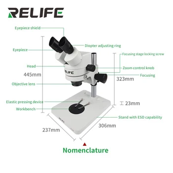 

RELIFE RL-M2 7-45 Times HD Binocular Stereo Microscope Inspection PCB Repair Microscopio 144 LED Light Source Repair Tooll
