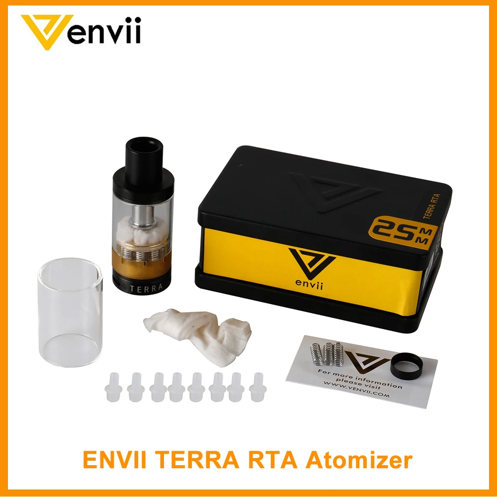 

Big Sale !! Original 5ml Eliquid Tank ENVII TERRA RTA Atomizer 304 SS and Pyrex Mode DesignFor Over 300W Vapor 25mm E-Cigarette
