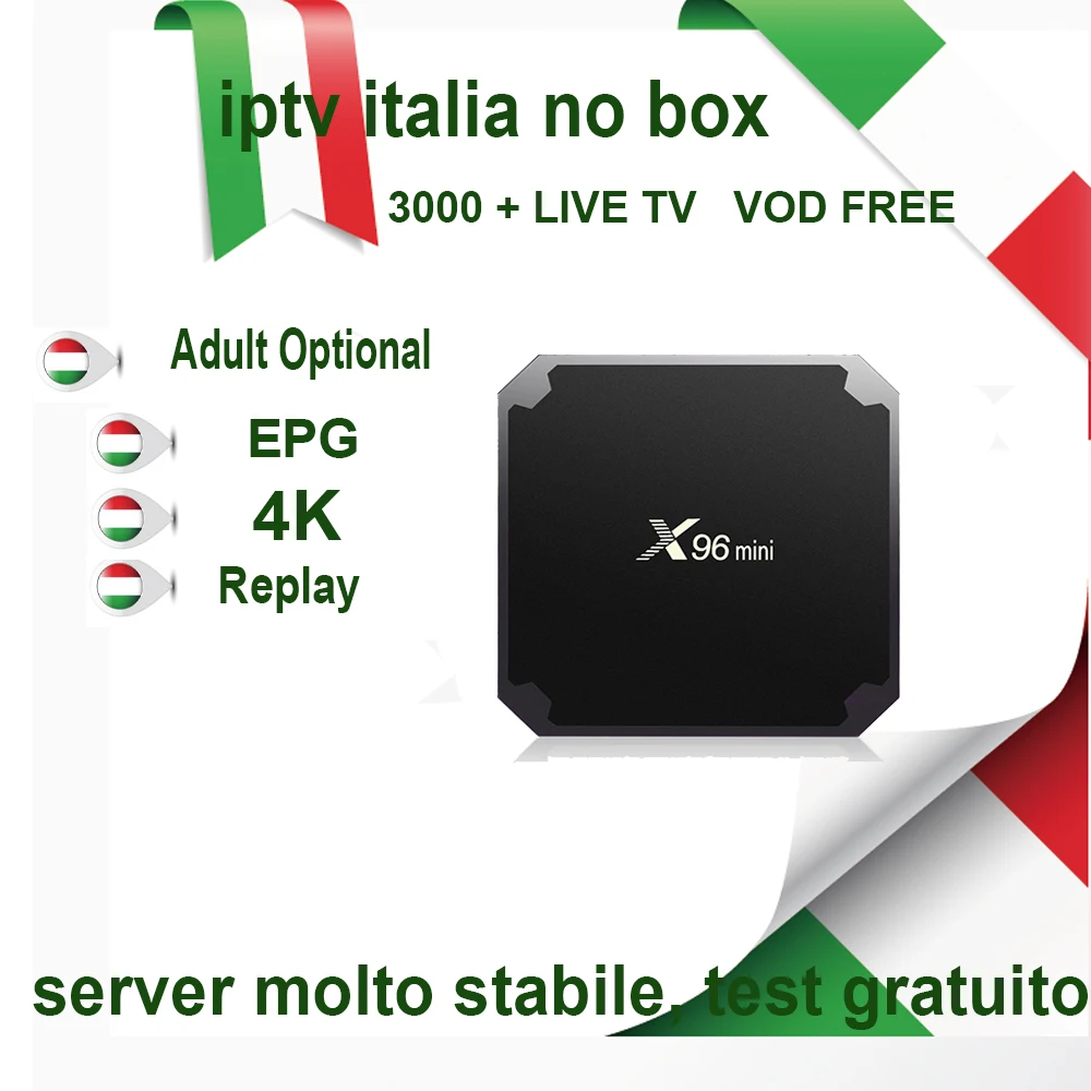 4K Italia iptv m3u Поддержка iptv italia без коробки 4000+ каналы ip-телевещания VOD X96 Мини ТВ приставка на базе Android box 1 год Бесплатные iptv подписки