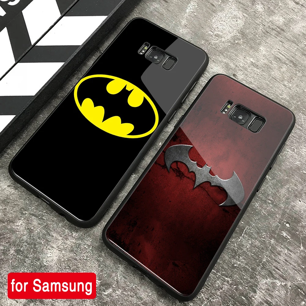 

For Samsung Note 9 Case Marvel batman Hard Back Glass Case for Samsung Galaxy Note 8 9 10 S8 S9 Plus S10 plus S10 Lite