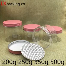 20 adet 200 250 300 500 ML şeffaf plastik şişe pembe alüminyum kapak 6 8 10 17 OZ şeker bal kutuları hediye ambalaj bankası