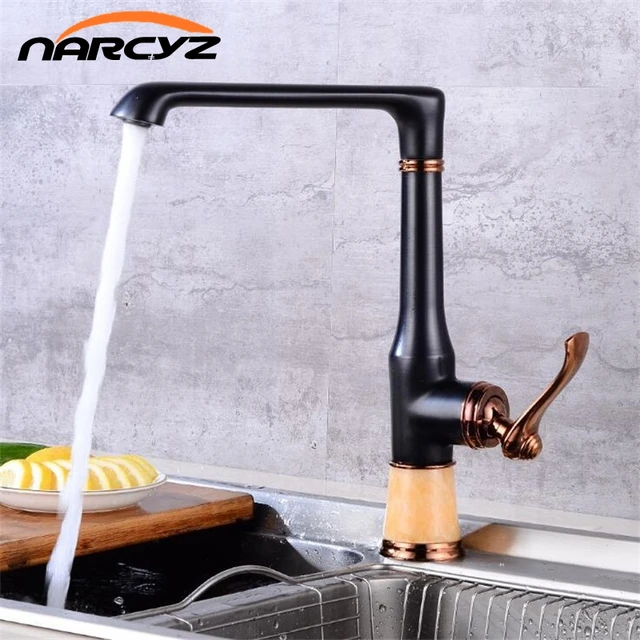 Special Offers Kitchen Faucets Brass with Marble Mixer Kitchen Crane Single Handle Gold Swivel 360 Degree Water Mixer Tap Kitchen XT-109