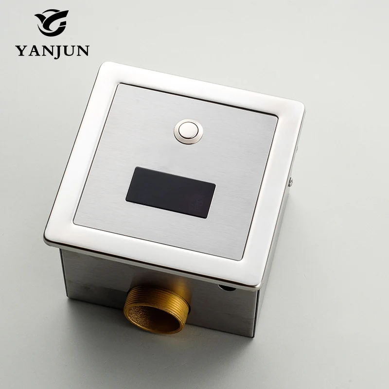 Yanjun Нержавеющая сталь автоматический смывной клапан для унитаза Сенсор и ручного 2 Функция квадратный скрытый настенное крепление DC6v YJ6350