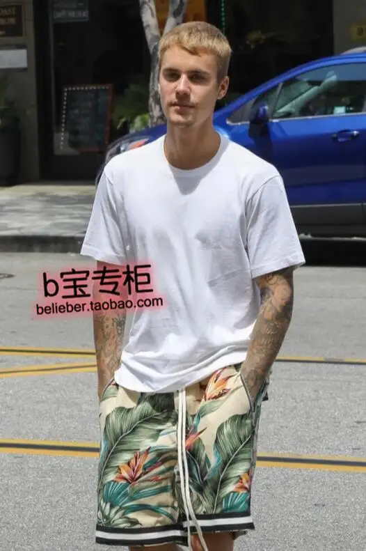 new 2017 mens clothing justin bieber the same style summer elastic justin bieber flower size