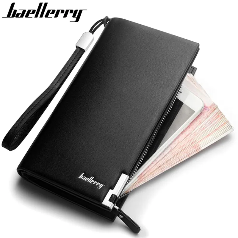 

Long Business Men's Leather Wallet Purse For Man Causal Large Capacity Money Pocket Phone Clutch Bag ID Credit Card Holder