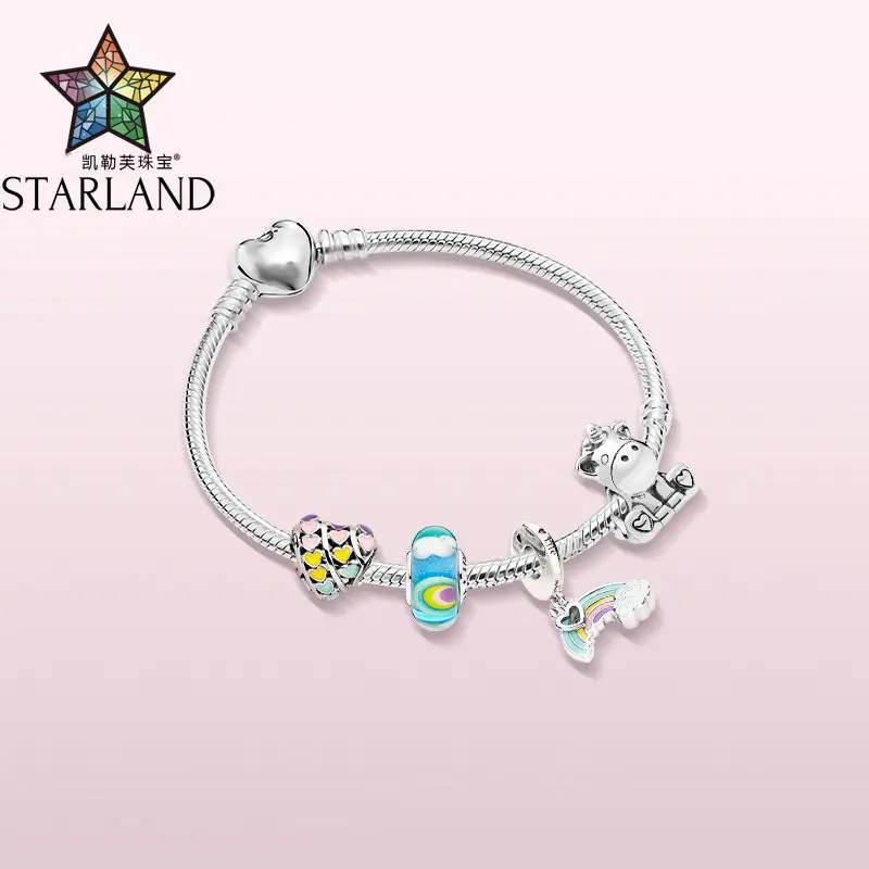 Starland 2018 cute unicorn charms fits charm bracelets original 925 silver Animal jewelry making for mother Starland 2018 cute unicorn charms fits charm bracelets original 925 silver Animal jewelry making for mother