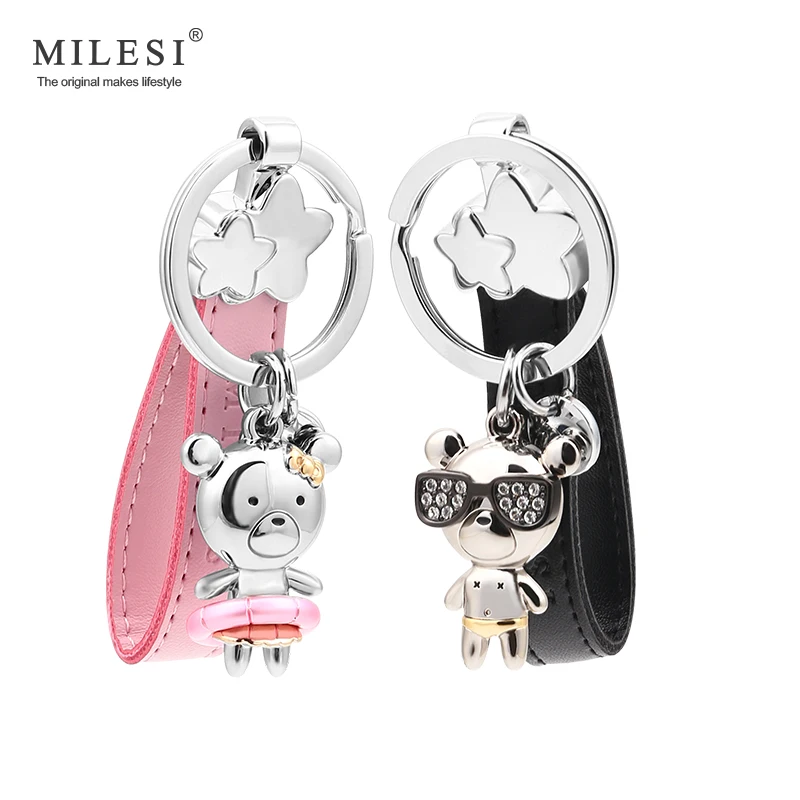 Milesi women keychain Pendant men bear Shape keyring Couple key holder metal Charm keyring Car Trinket gift for lovers K0202 Milesi women keychain Pendant men bear Shape keyring Couple key holder metal Charm keyring Car Trinket gift for lovers K0202