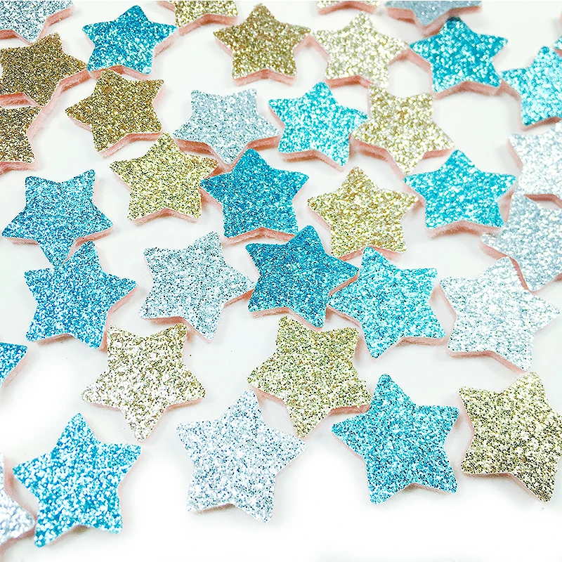 

50pcs/bag Glitter Sequin Patches For Clothing star Cartoon Sew On Cloth Patches Garment Decorative DIY Hairbow Accessories