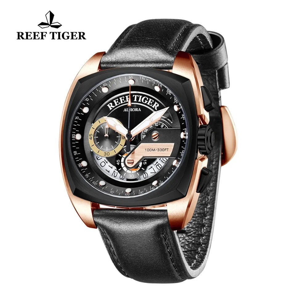 Reef Tiger/RT новые модные спортивные часы, мужские кварцевые часы с хронографом, военные часы, водонепроницаемые, relogio masculino RGA3363