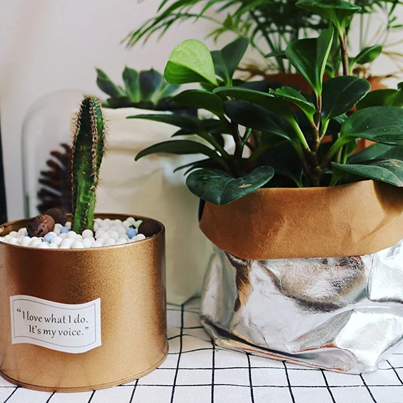 0.55 ملليمتر رشاقته معدنية كرافت ورقة حقيبة تخزين الأطفال أطفال اللعب المنظم زهور النباتات الزهور وعاء غطاء ديكور المنزل