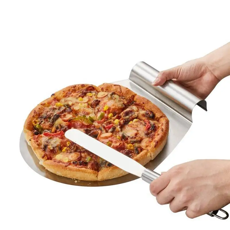Нержавеющей торт хлеб пиццы передачи Лопата для выпечки домашней пиццы и хлеб(серебро