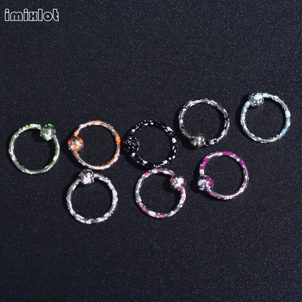 

2019 New Limited Plugs And Tunnels Captive Ring Steel Bead Circular Piercing Bcr Nose Ear Tragus Septum Rings Body Jewelry 8pcs