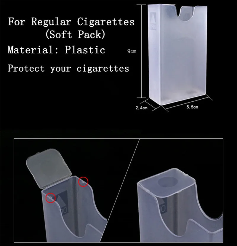 Пластиковый портсигар коробка для обычной мягкой упаковки сигарет защиты