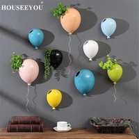 Creative Colorful Ceramic Balloon Wall Hanging Flower Pot Flowerpot Children Kids Room Flower Vase Home Office Wall Decoration 1