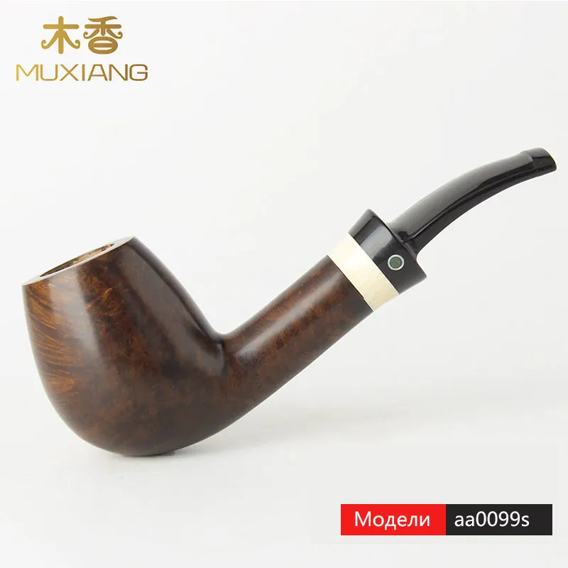 

RU-2018 NewBee Briar Wood Bent saddle pipe with 9mm imitation ivory ring aa0099s
