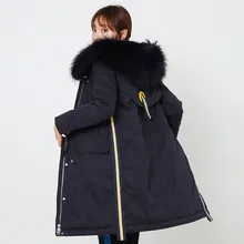 KMETRAM, зимняя женская куртка, 90% белый утиный пух, Женская куртка с воротником из натурального меха енота, пальто с капюшоном, толстые длинные парки MY453