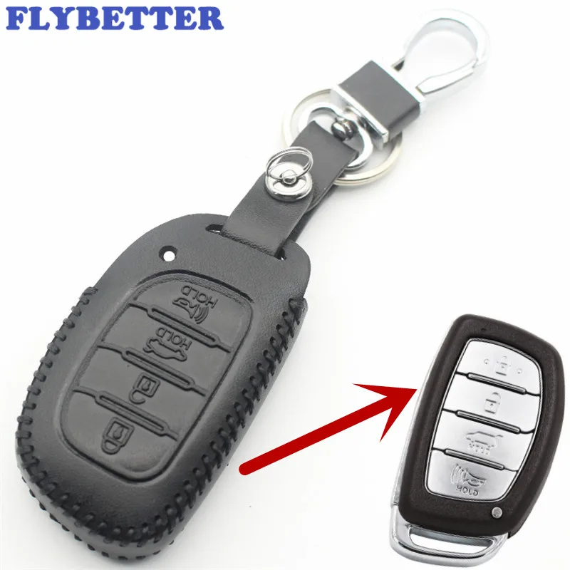 FLYBETTER натуральная кожа 4 кнопки смарт ключ чехол для hyundai IX25/IX35/Elantra/Sonata/I40 стайлинга автомобилей L86