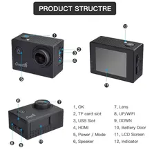 CrazyFire Best Action Camera,CrazyFire 4K Ultra HD Sport Action Camera,16MP 170 Degree Angle Underwater Wifi Action Camera with
