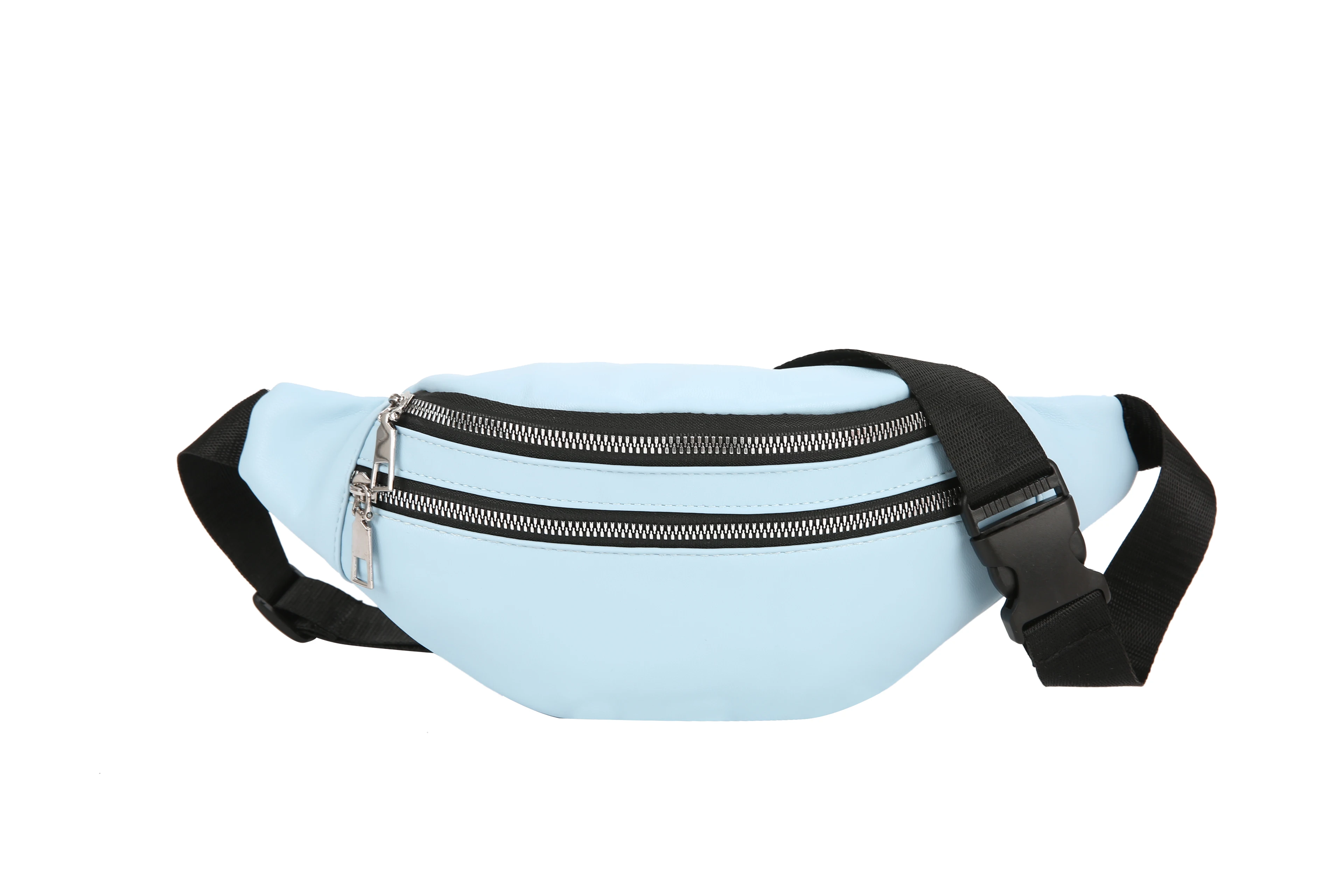 Новая женская Повседневная однотонная сумка из искусственной кожи поясная Женская Модная Портативная дорожная сумка поясная на молнии для ремня - Цвет: Синий