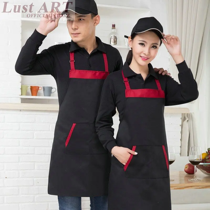 Food Service black red aprons for woman man apron hotel restaurant kitchen waiter aprons cooking apron B014