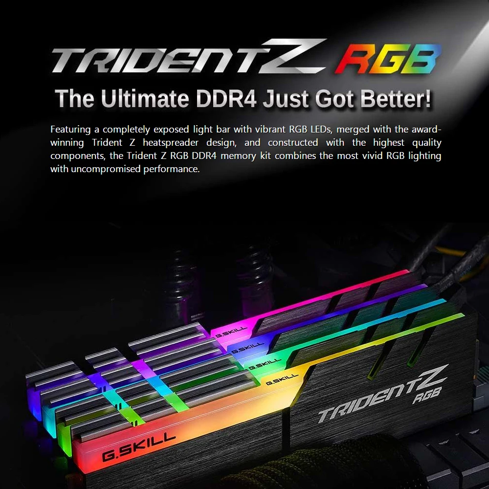 G. SKILL TridentZ RGB Серия 32 Гб(4x8 ГБ) DDR4 3200 МГц F4-3200C16Q-32GTZR ОЗУ для ПК настольный компьютер DDR4 память 16-18-18-38