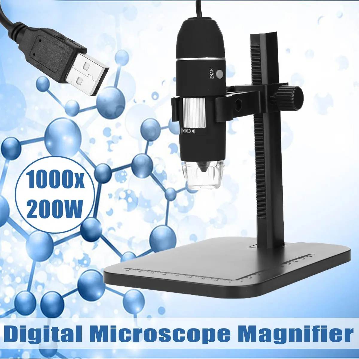 

1Pcs High Resolution 1000x 8 LED 200W USB Digital Microscope Endoscop Magnifier Zoom Camera With Lift Stand