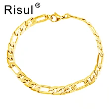 Браслет из нержавеющей стали 6 мм Мужские браслеты Figaro золотой цвет застежка-краб браслеты высокого качества 10 шт