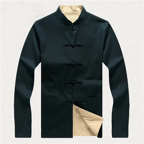 Двусторонний хлопковый льняной размер плюс мужской пиджак китайский мужской Реверсивный Черный бежевый пиджак большой размер 3XL 4XL 5XL 6XL Топ 2973 - Цвет: Navy Blue Beige