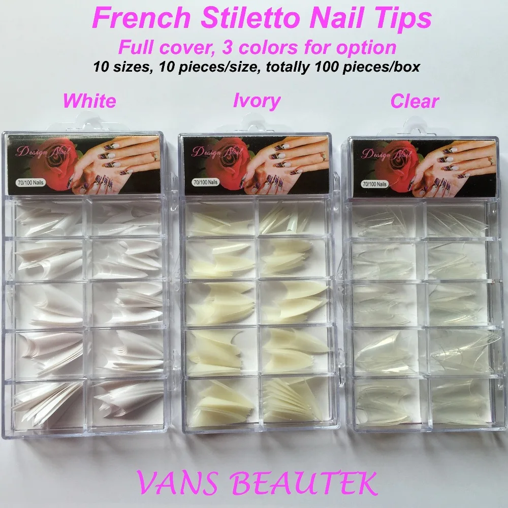 French Sharp End Stiletto Acrylic Nail Tips Full Cover White Ivory French Sharp End Stiletto Acrylic Nail Tips Full Cover White Ivory Clear Colors Art Decoration Kits In False Nails From Beauty Health On