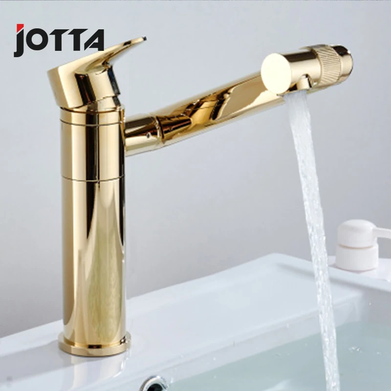 Black copper body lift pull basin basin hot and cold water faucet retractable rotatable shampoo