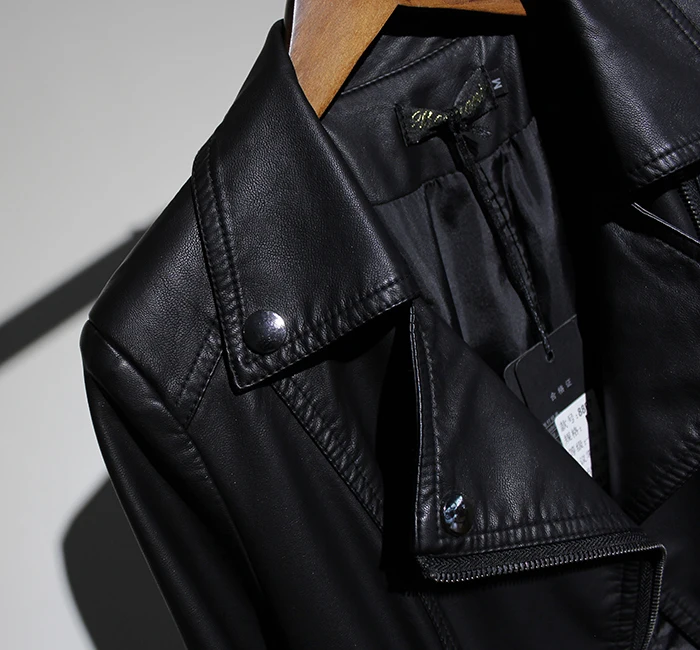 [EWQ] длинный рукав, короткий кожаный жакет с отложным воротником, модный тренд, Женская Высококачественная Черная Дамская куртка, осенняя новинка, QK156