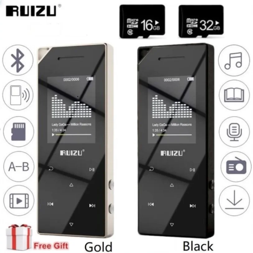 Новейший музыкальный mp3 плеер rumizu D05 Bluetooth 4 0 с 16 Гб fm радио тяжелой металлической