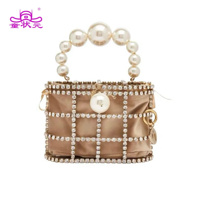 

2019 Luxury Lady Handbag For Party Wedding Bags Diamond Decorative Basket Bag Rhinestone Birdcage Crystal Bag Female Pearl Bag